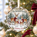 Personalized Deer Family Glass Ornament - Custom Family Names Christmas Keepsake