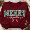 Personalized Couples Christmas Sweatshirt - Merry Together Appliqué Crewneck