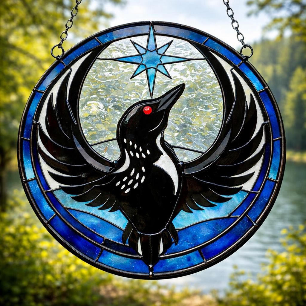 Minnesota Loon Stain Glass Suncatcher, Rebel Alliance Bird Window Hanging, Minnesota Bird Suncatcher, Unique Home Decor