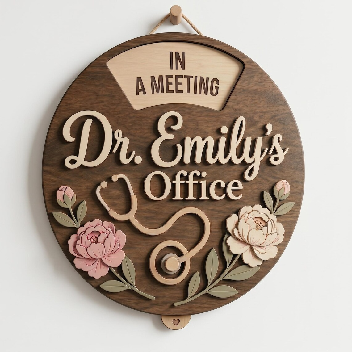 Personalized Doctor Office Sign, Rotating Status Door Hanger, Custom Medical Nameplate, Stethoscope Clinic Decor, Dr Office Name Sign