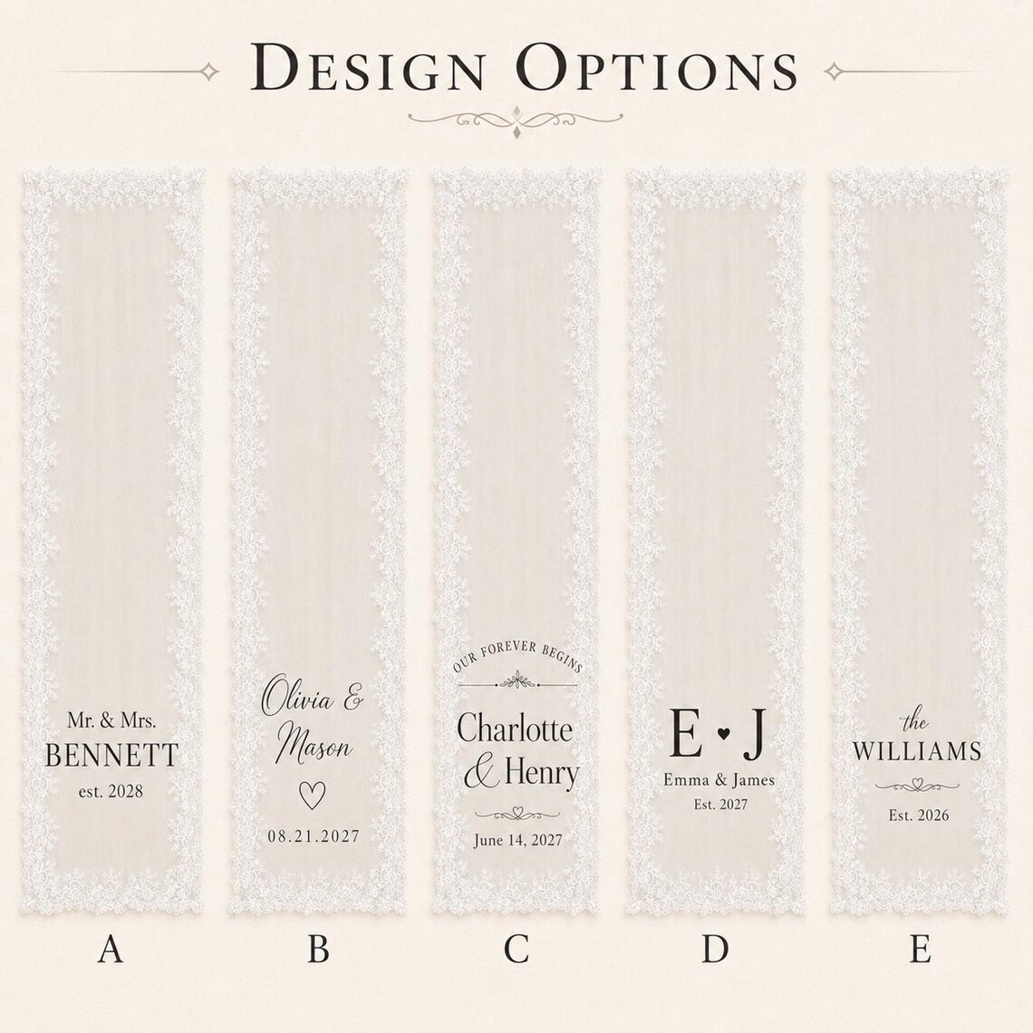 Personalized Lace Wedding Table Runner, Custom Bride Groom Head Table Sign, Sheer Sweetheart Table Reception Decor