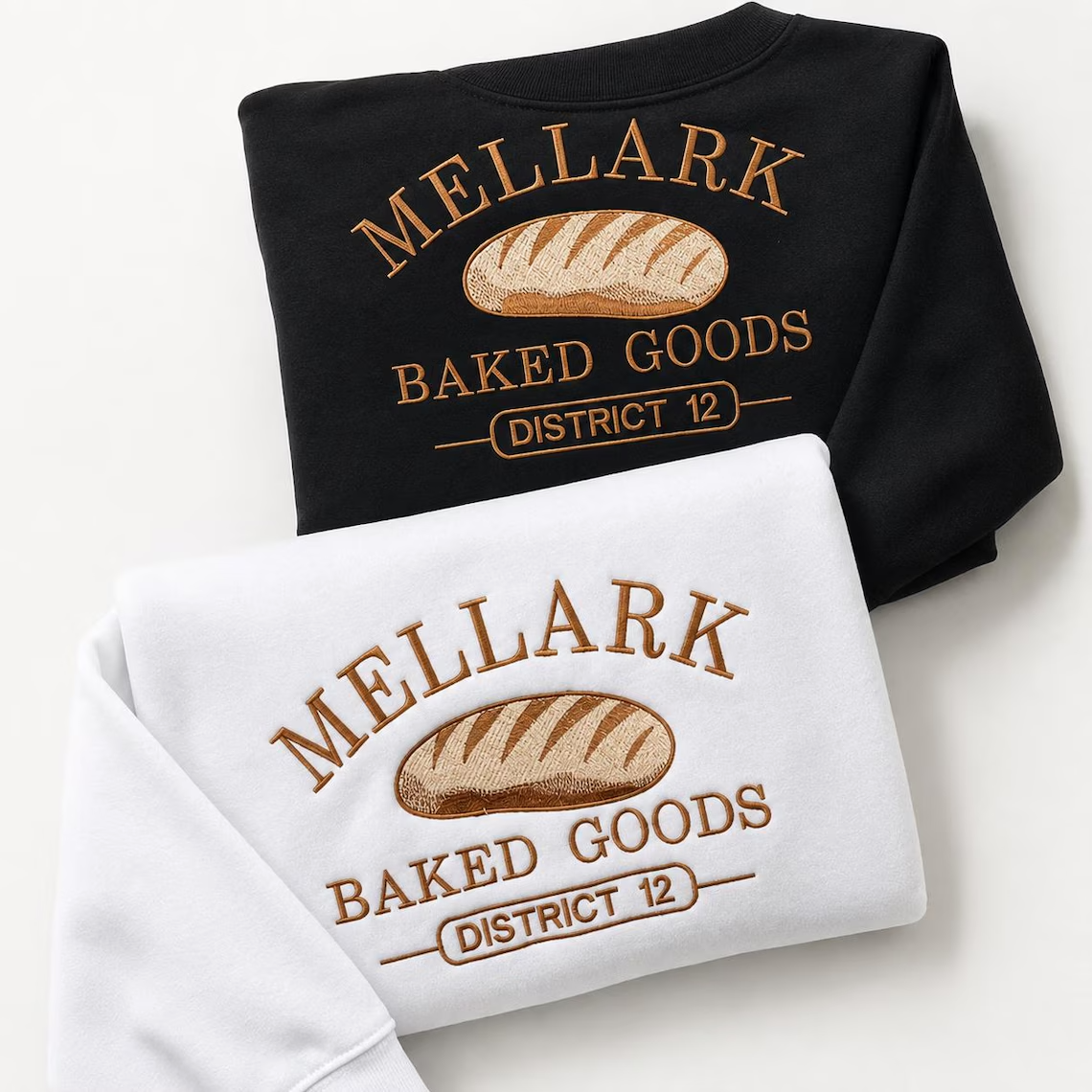 Embroidered Mellark Baked Good Embroidered Sweatshirt, Hunger Games Inspired hoodie, abenathy liquors like all fires shirt, bookish fan gift