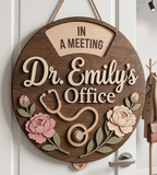 Personalized Doctor Office Sign, Rotating Status Door Hanger, Custom Medical Nameplate, Stethoscope Clinic Decor, Dr Office Name Sign