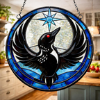 Minnesota Loon Stain Glass Suncatcher, Rebel Alliance Bird Window Hanging, Minnesota Bird Suncatcher, Unique Home Decor