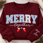 Personalized Couples Christmas Sweatshirt - Merry Together Appliqué Crewneck