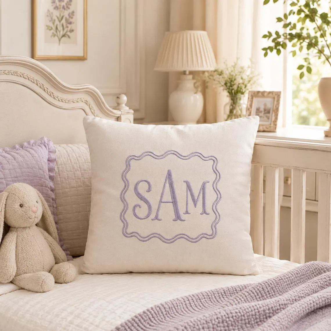 Personalized Monogram Pillow Cover, Custom Embroidered Pillow, Initial Cushion for Nursery Decor, Housewarming Gift for Her