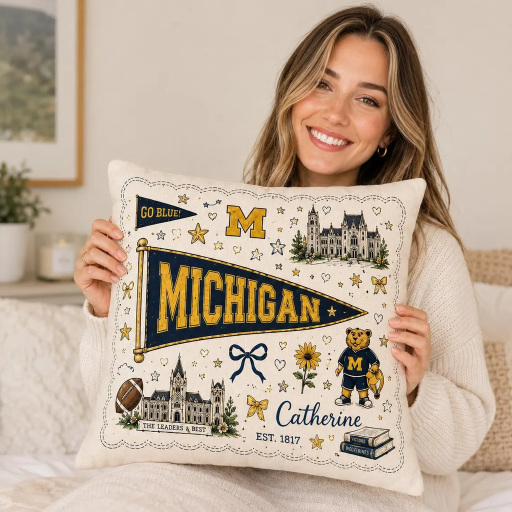 Personalized University Campus Pillow, Custom College School Mascot Pillow, Graduation 2026 Gift