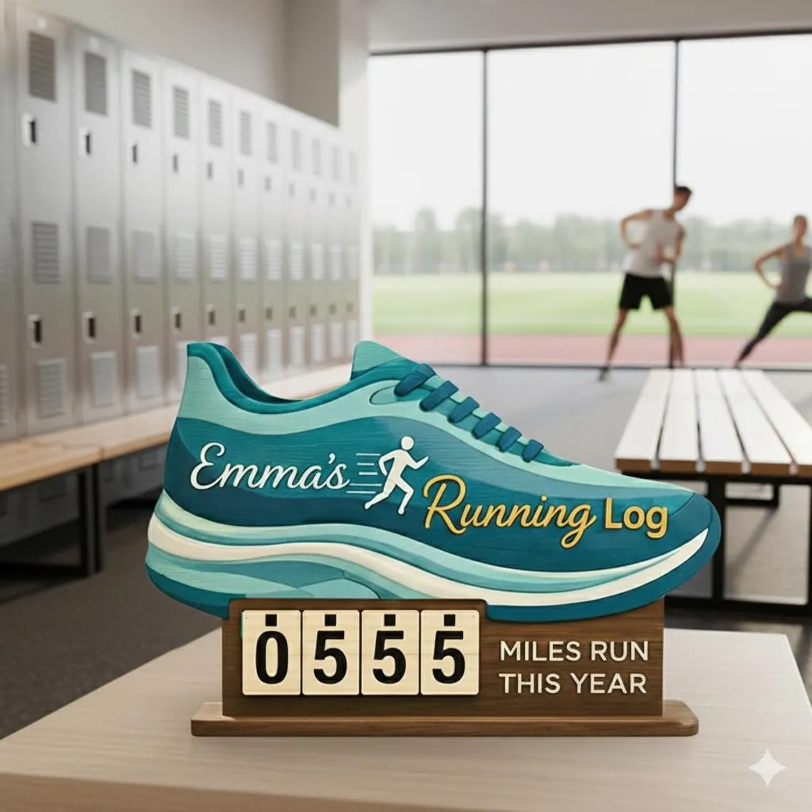 Personalized Running Miles Tracker Sign, Custom Shoe Shelf Decor, Miles Run This Year Counter, Gift for Runners