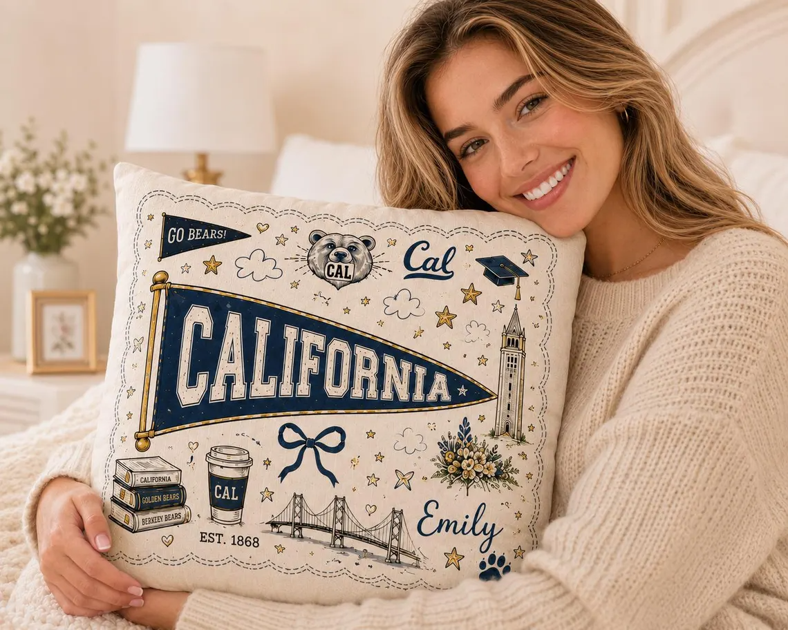 Personalized University Campus Pillow, Custom College School Mascot Pillow, Graduation 2026 Gift