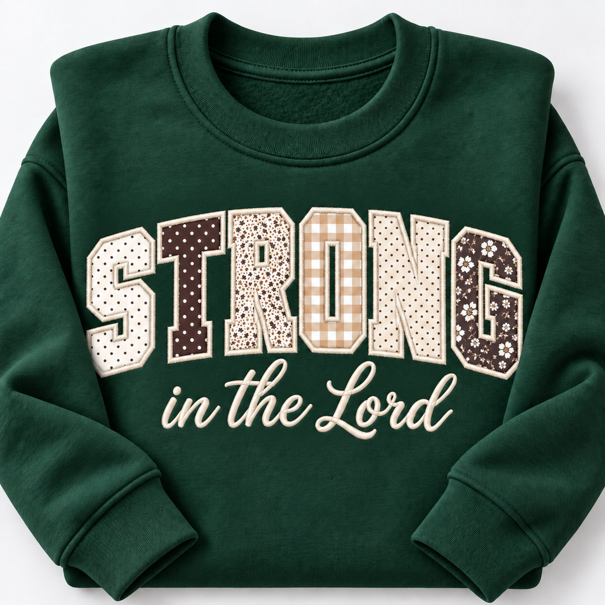 Personalized Strong in the Lord Appliqué Sweatshirt, Christian Crewneck – Custom Bible Verse Gift