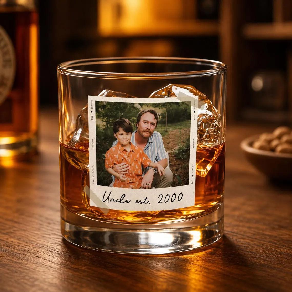 Custom Photo Whiskey & Beer Pint Glass, Personalized Portrait Gift for Dad, Grandpa New Dad,Unique Gift for Him,Portrait Photo Grandpa Glass