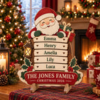 Personalized Family Christmas Santa Sign 2026 - Custom Name 3D Layered Wooden Tabletop Decor