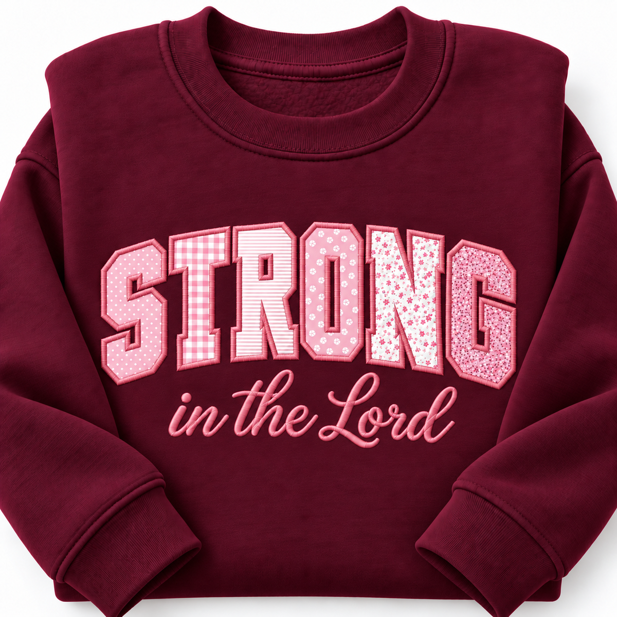 Personalized Strong in the Lord Appliqué Sweatshirt, Christian Crewneck – Custom Bible Verse Gift