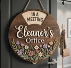 Personalized Wildflowers Spinner Sign, Rotating Work in Progress Wooden Sign, Office Privacy Gift, Office Status Wooden Gift for Her