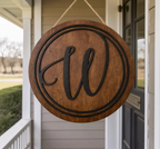 Monogram Door Hanger, Minimalist Door Hanger, Wooden Front Door Welcome Sign, Housewarming Gift