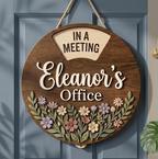 Personalized Wildflowers Spinner Sign, Rotating Work in Progress Wooden Sign, Office Privacy Gift, Office Status Wooden Gift for Her