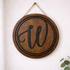 Monogram Door Hanger, Minimalist Door Hanger, Wooden Front Door Welcome Sign, Housewarming Gift