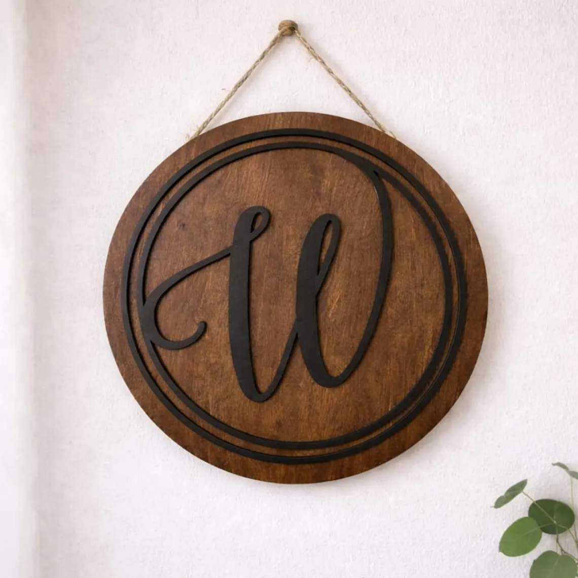 Monogram Door Hanger, Minimalist Door Hanger, Wooden Front Door Welcome Sign, Housewarming Gift