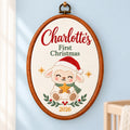 Personalized Baby's First Christmas Lamb Embroidery Hoop 2026 - Custom Name Nursery Keepsake
