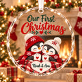 Personalized Penguin Couple Christmas Ornament - Custom Name Glass Tree Bauble 2026