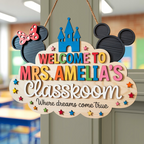 Custom Disney Teacher Welcome 3D Door Sign, Disney Class Wall Decor, Disney Teacher Gift, Teacher Appreciation, Where The Dream Come True