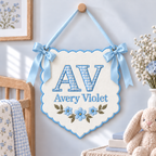 Personalized Baby Initials Banner - Gingham Name Pennant
