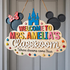 Custom Disney Teacher Welcome 3D Door Sign, Disney Class Wall Decor, Disney Teacher Gift, Teacher Appreciation, Where The Dream Come True