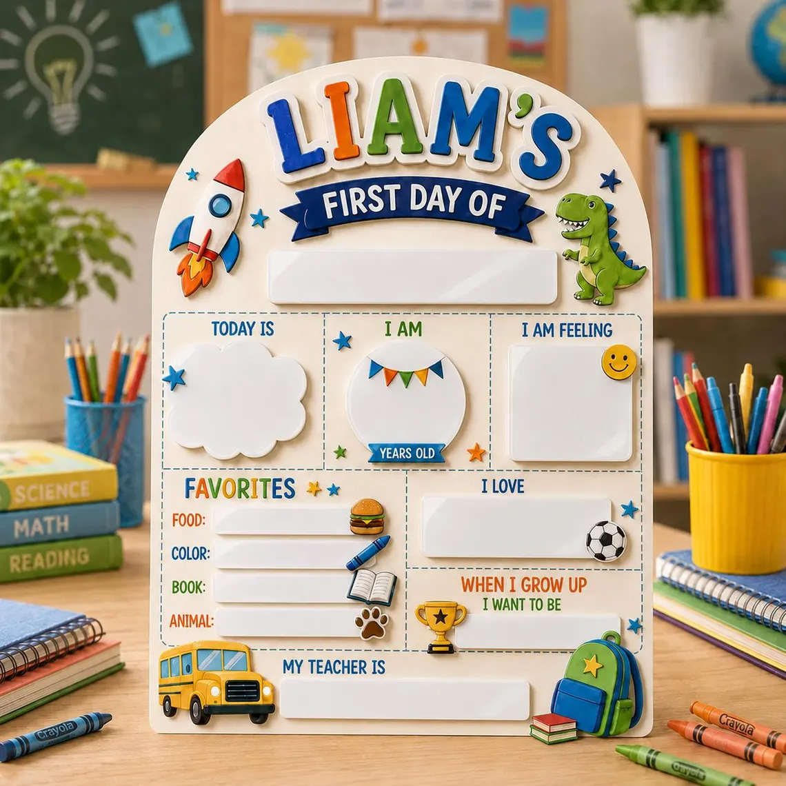Personalized First Day of School Sign, Custom Acrylic Back to School Board, Reusable First Last Day Name Plaque, Preschool Photo Prop