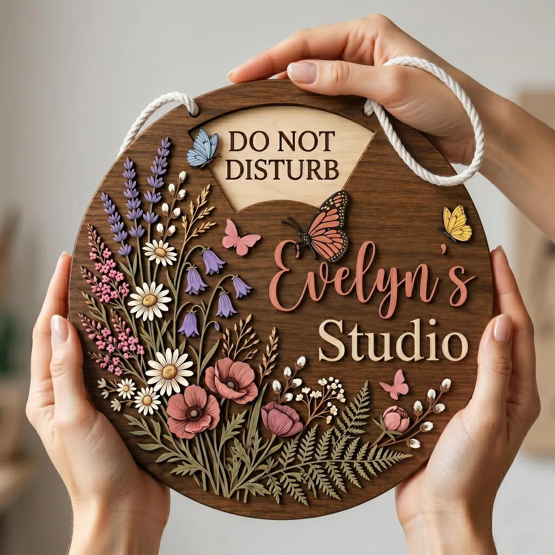 Personalized Rotating Work in Progress Wooden Sign, Office Status Spinner Sign, Custom Wooden Office Gift for Her, Office Privacy Gift
