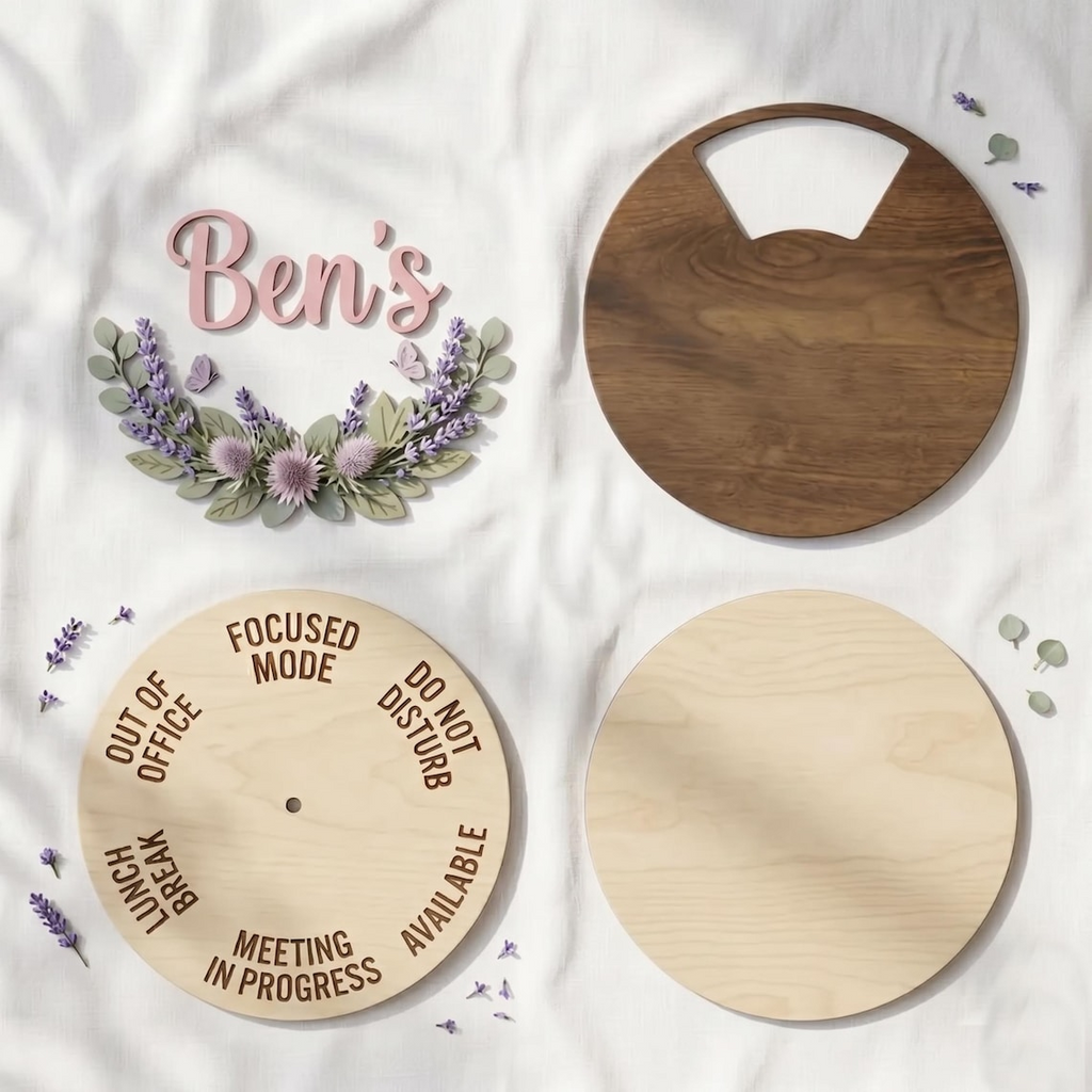 Personalized Rotating Work in Progress Wooden Sign, Office Status Spinner Sign, Custom Wooden Office Gift for Her, Office Privacy Gift