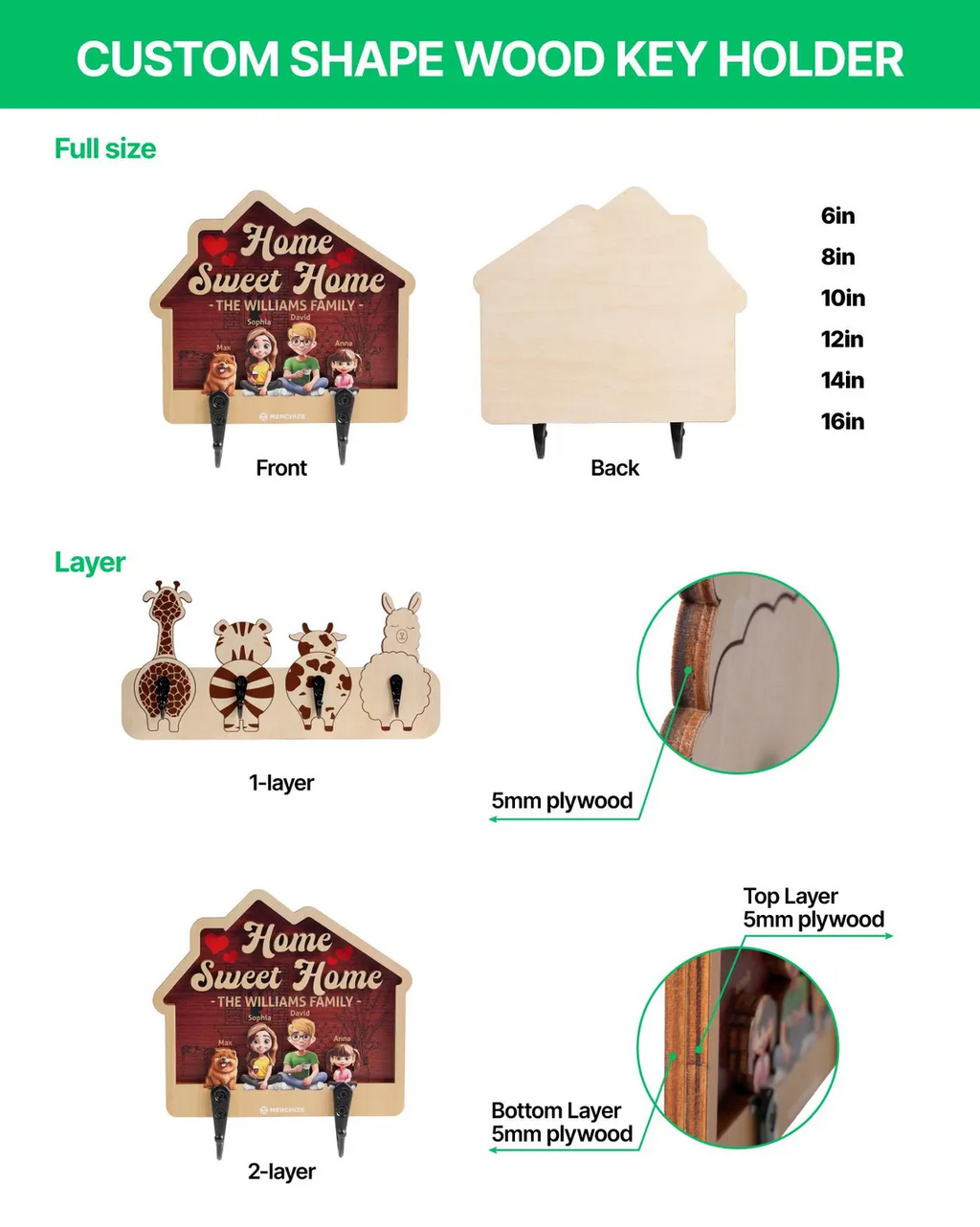 Personalized Wooden Photo Key Holder for Wall, Custom Film Strip Picture Frame with Hooks, New Home Housewarming Gift for Couple