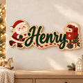 Personalized Santa Wooden Name Door Sign 2026 - Custom Santa Claus & Mailbox 3D Layered Christmas Decor