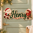 Personalized Santa Wooden Name Door Sign 2026 - Custom Santa Claus & Mailbox 3D Layered Christmas Decor