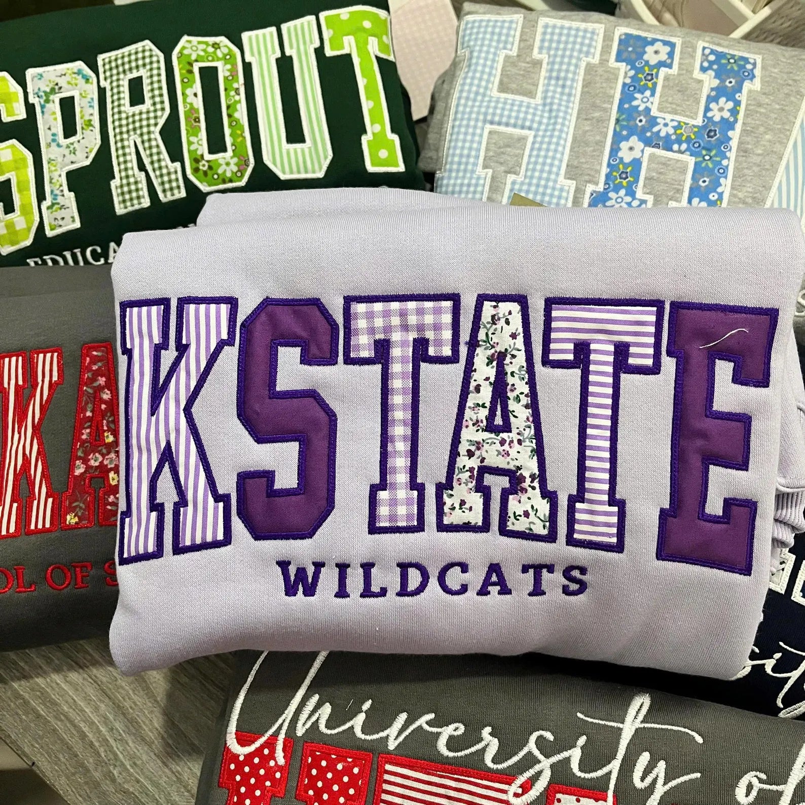 Custom School Name Sweatshirt - Varsity Applique Crewneck
