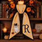 Personalized Halloween Wreath Sash - Embroidered Witch Ghost Pumpkin Decor