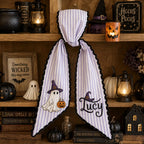 Embroidered Ghost Wreath Sash - Personalized Halloween Door Decor