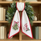 Christmas Tree Wreath Sash - Personalized Monogram Front Door Bow