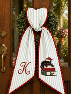 Black Cat Christmas Wreath Sash - Custom Initial Embroidery