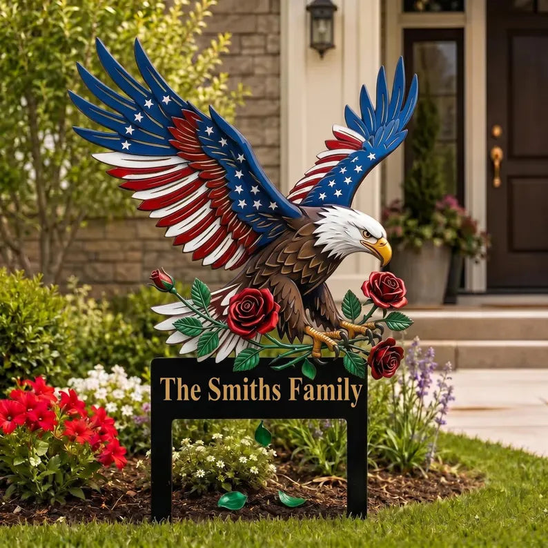 Personalized Eagle Garden Stake detail