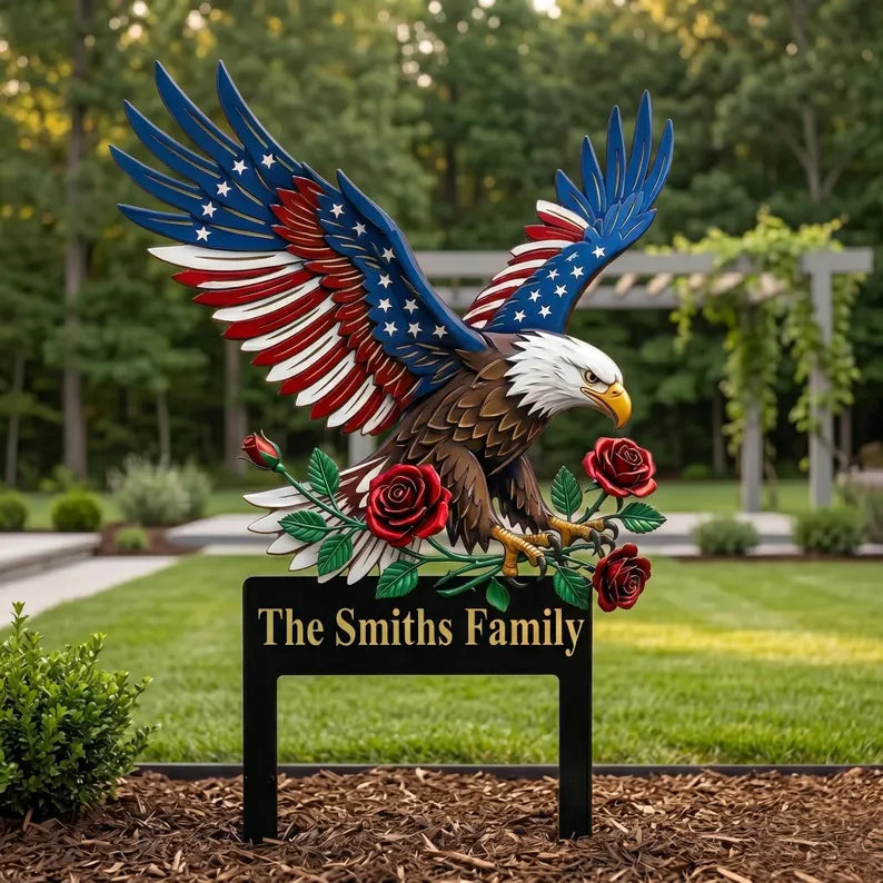 Personalized Eagle Garden Stake for garden displays