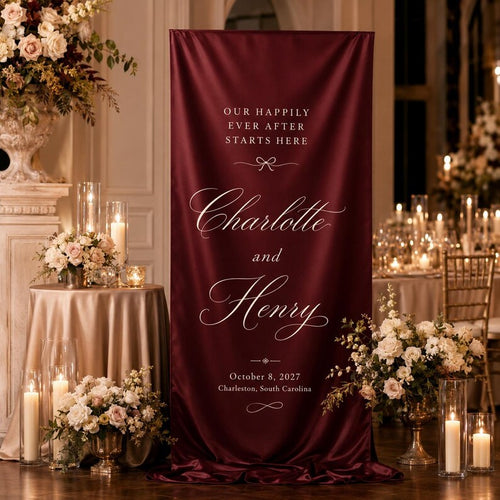 Custom Wedding Welcome Banner - Ivory Silk Ceremony Decor