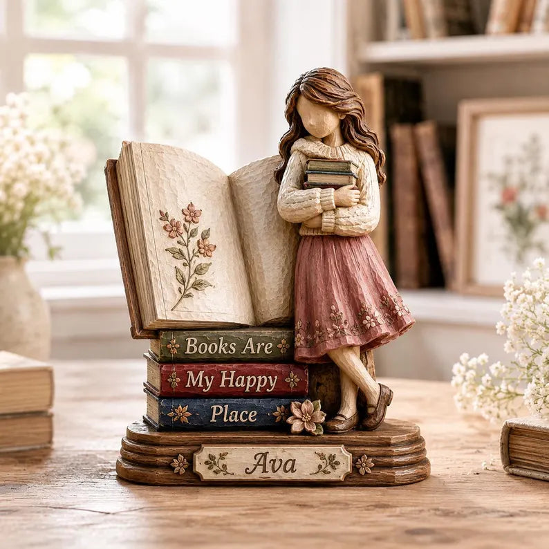 Custom Book Lover Wooden Block alternate product view