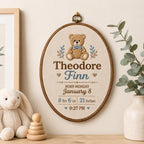 Personalized Birth Stats Embroidery Hoop for nursery decor