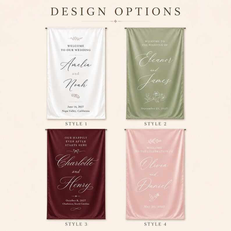 Custom Wedding Welcome Banner - Ivory Silk Ceremony Decor