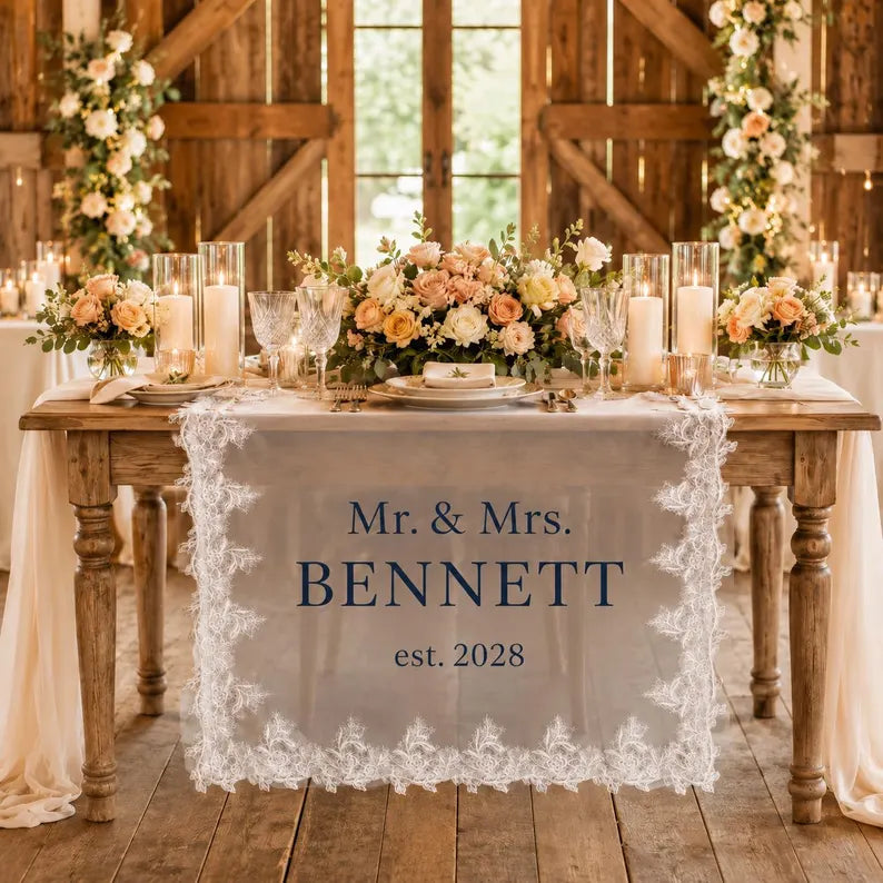 Personalized Wedding Table Runner design detail