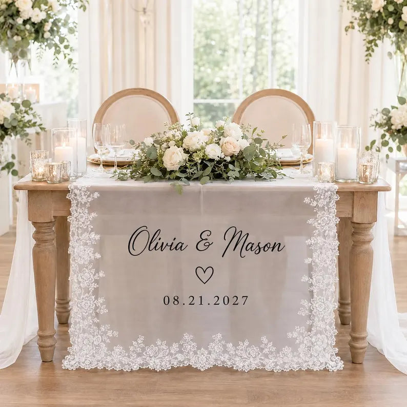 Personalized Wedding Table Runner detail