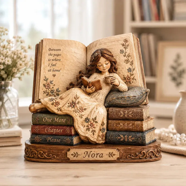 Custom Book Lover Wooden Block display detail