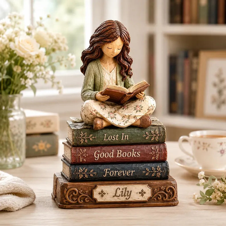 Custom Book Lover Wooden Block for reading nooks