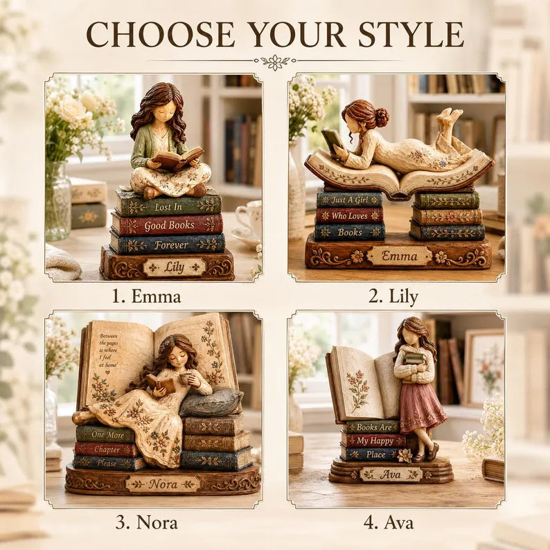 Custom Book Lover Wooden Block decorative detail