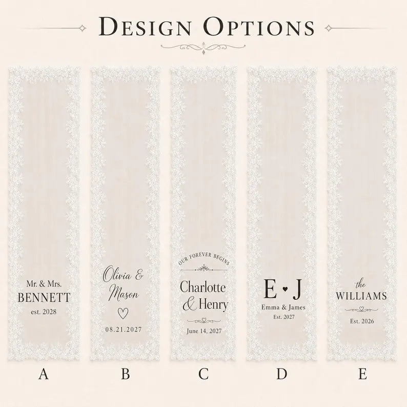 Personalized Wedding Table Runner for sweetheart tables